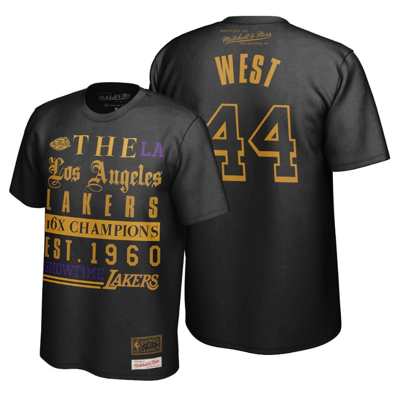 Men's Los Angeles Lakers Jerry West #44 NBA Mamba Showtime Established Hardwood Classics Black Basketball T-Shirt YCF1483LW